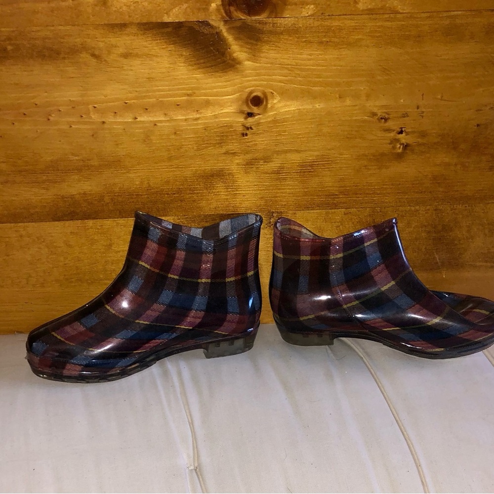 Plaid Ankle Rain Boots